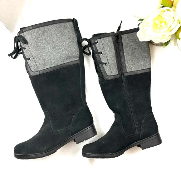 NWOT Clarks Black Lamb Wool Merrian Noble Wide Calf Knee High Riding Boot (9W) - Picture 7 of 15